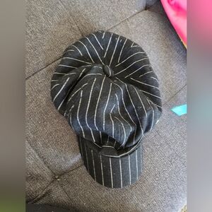Black Pinstripe Newsboy Cap